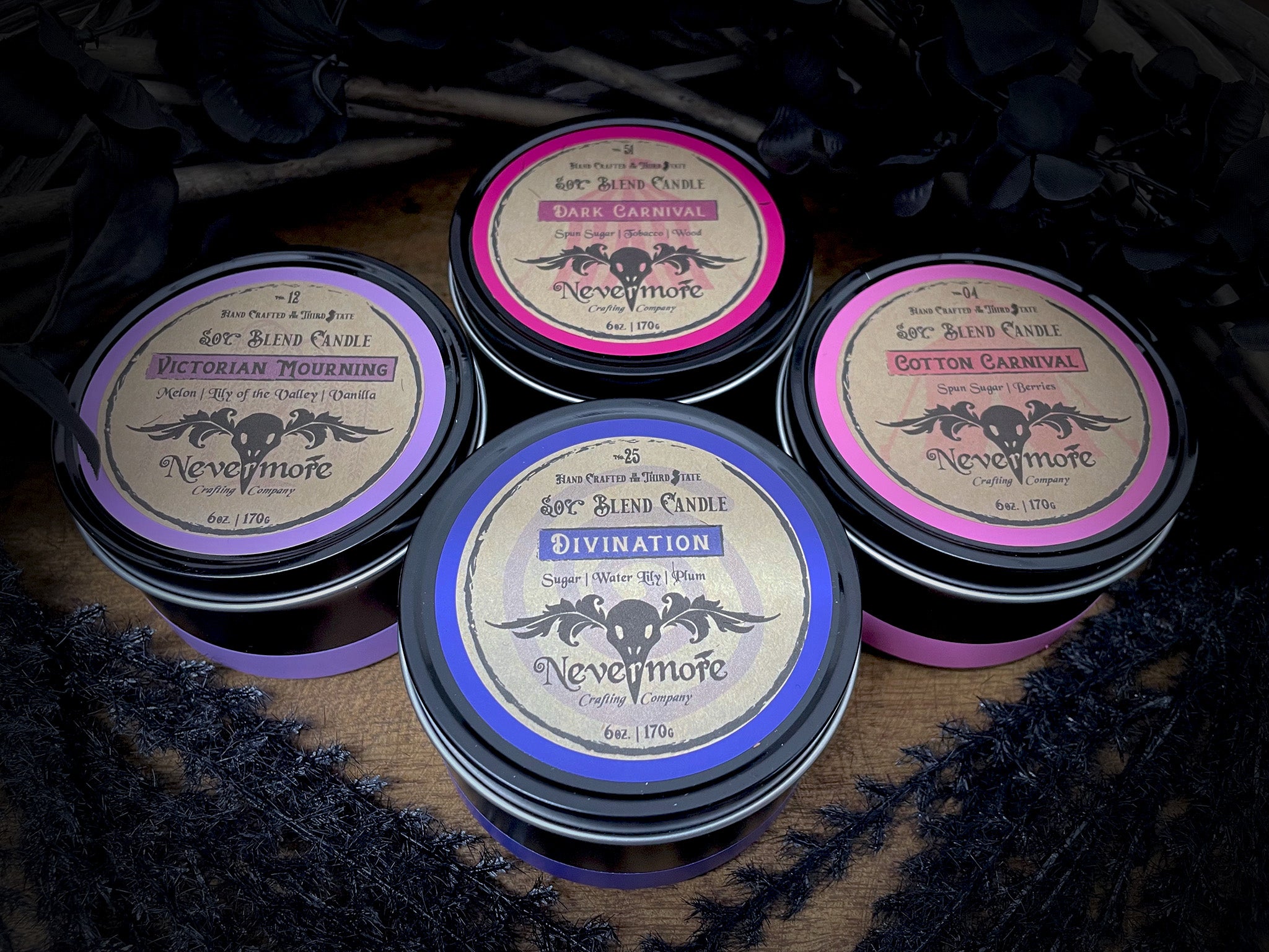Nevermore 6oz Candle in Tin w/ Lid